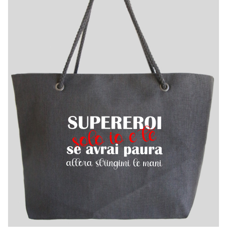 BORSA MARE JUTA NERA PERSONALIZZATA